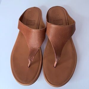 Fitflop Tan Brown Banda Sandal Mesh Leather Upper  Women's Size 8 Flip Flop